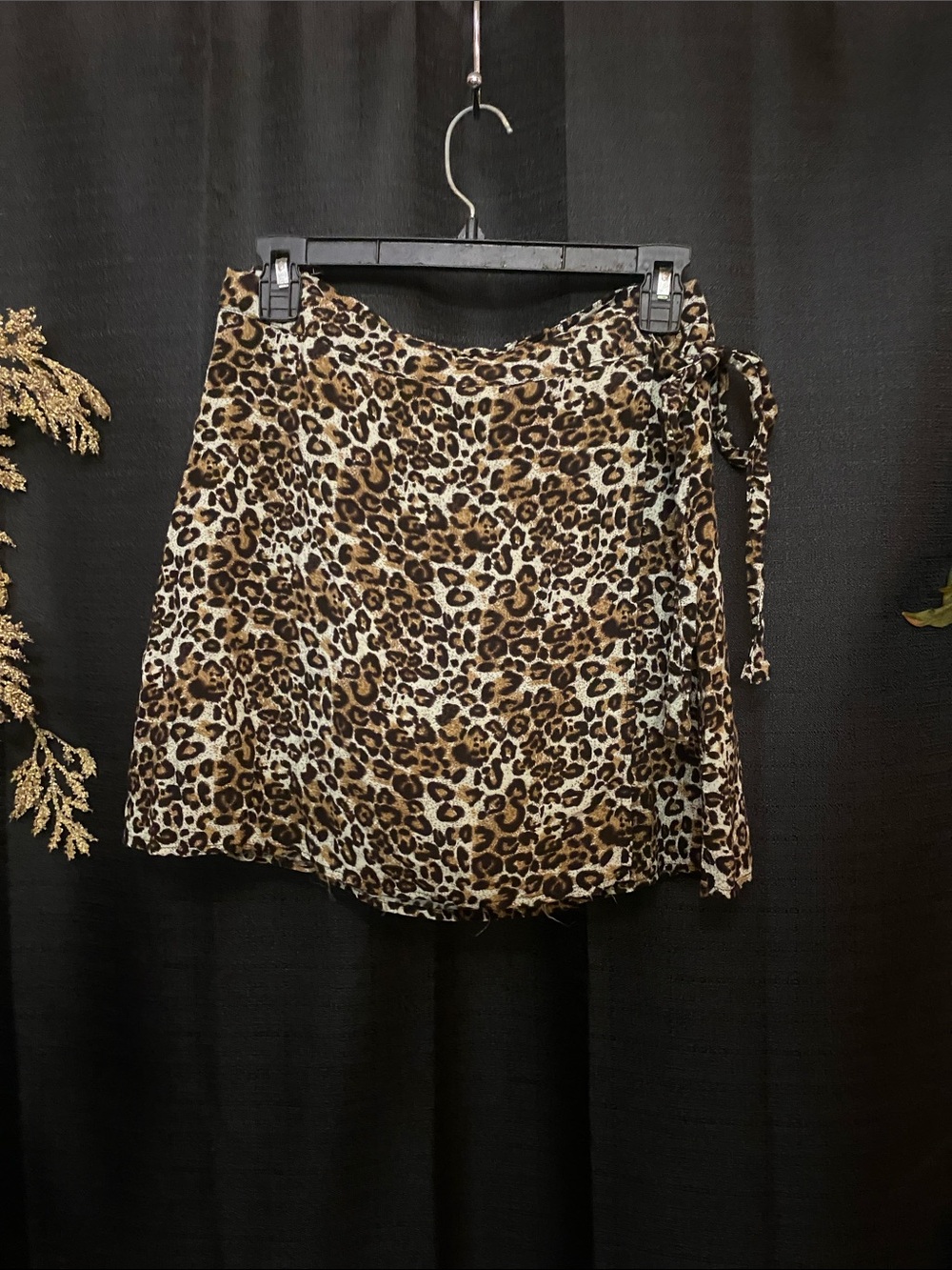 Kendall & Kylie SZ LG Leopard Cheetah Wrap Mini Skirt Tie Closure Bow Detail